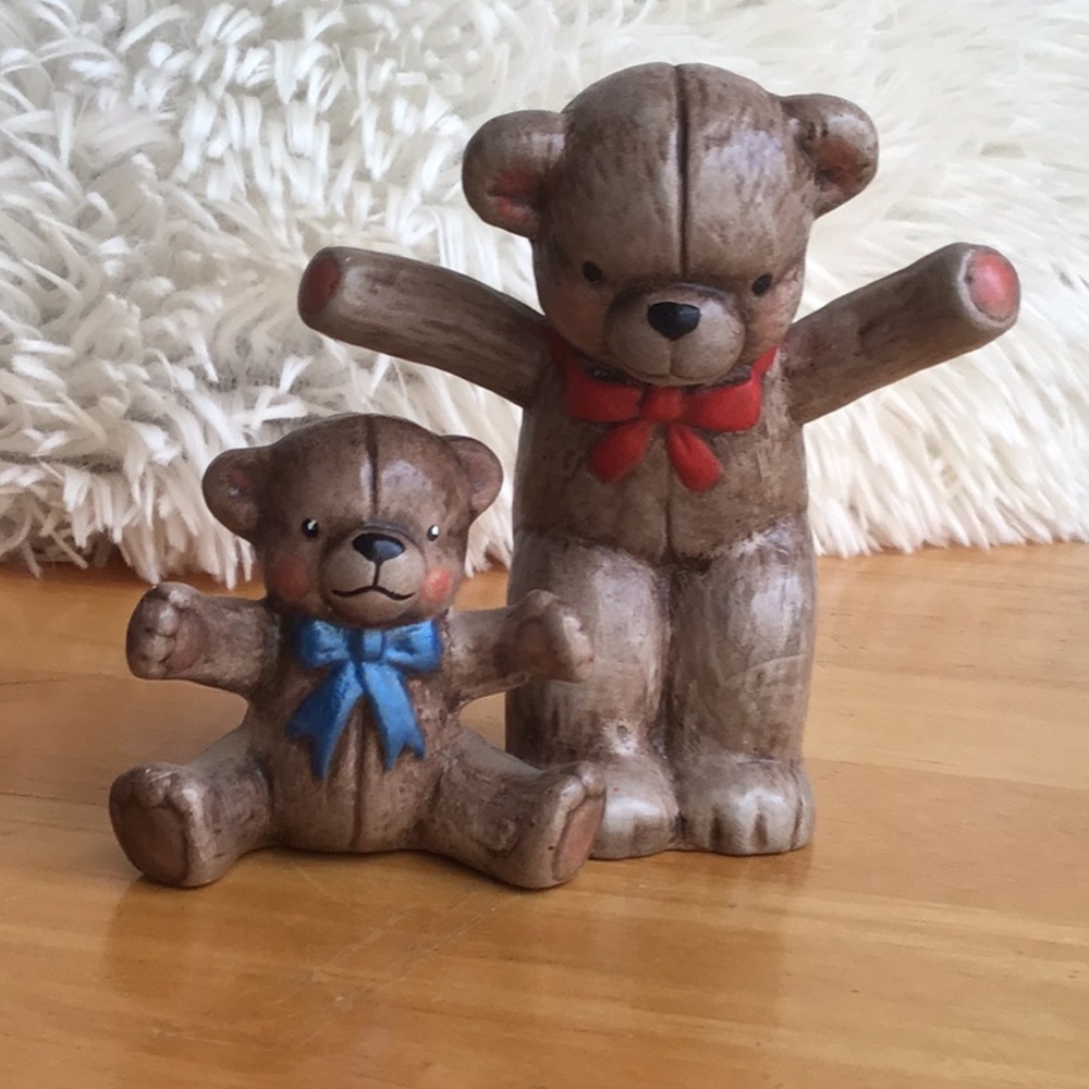Set of 2 Ceramic Bears, Mother and Child